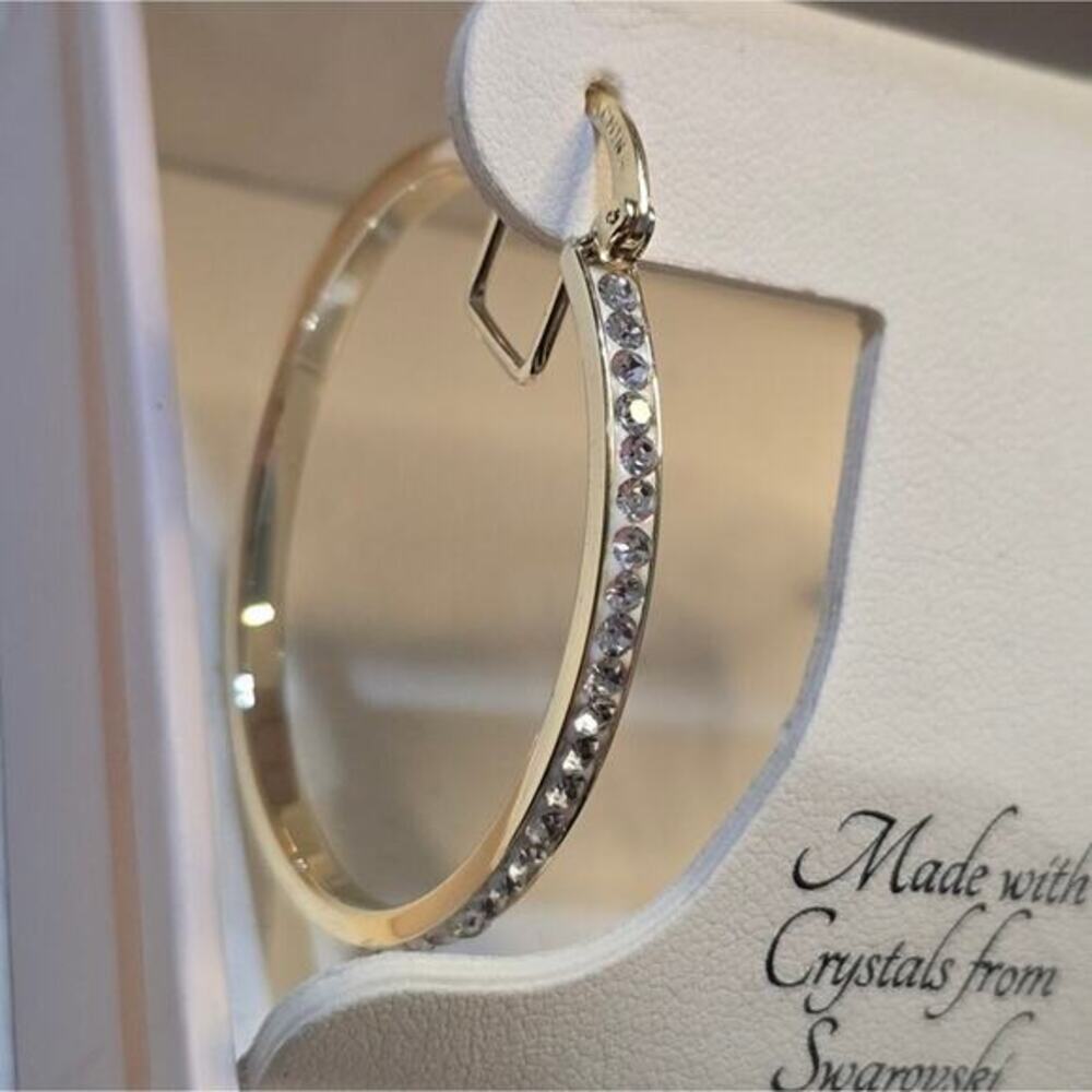 Swarovski Pave Crystal Jeweled‎ Hoop Earrings New - Picture 3 of 5